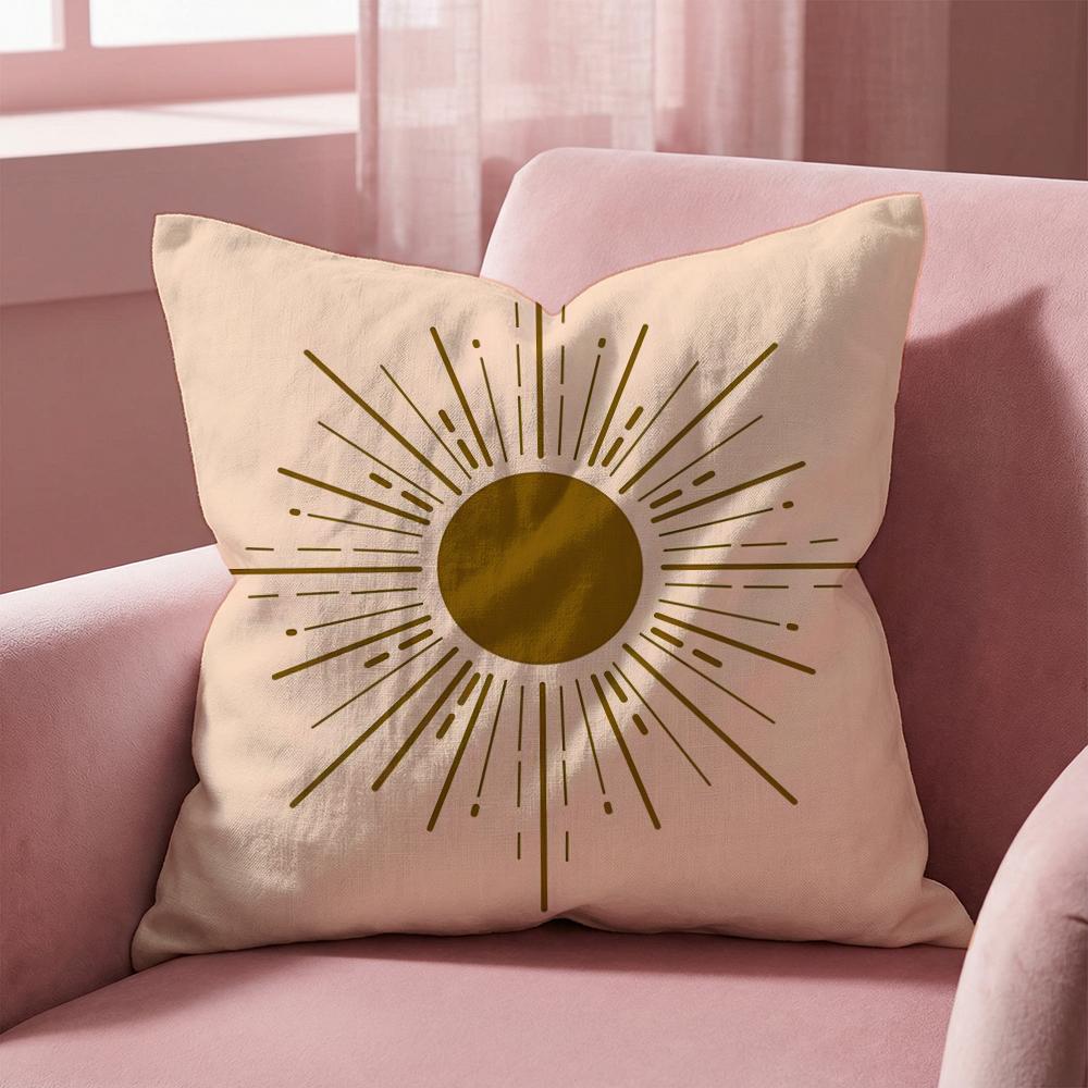 Retro Modern Sun Cushion Cover Multi-Scene Pillow Cover for Home & Car - Reversible, Soft & Durable for Daily Use