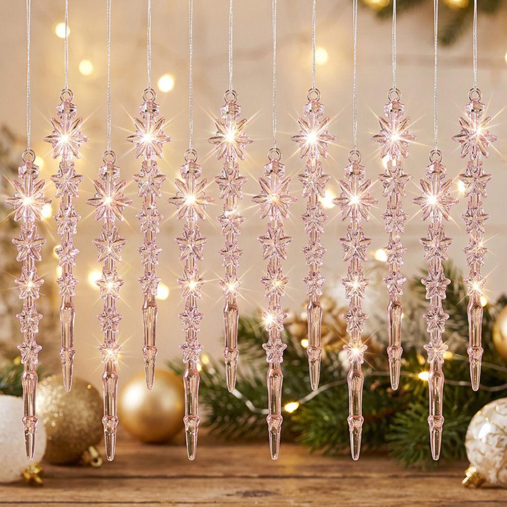 12Pcs Acrylic Christmas Ornaments Snowflake Ornaments Christmas Tree Ornaments Holiday Home Decor