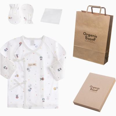 Organic Boom Baby's Rabbit Belt Summer Baby Clothing Jeogori + Handwrap + Handkerchief + Shopping Bag + Box Set, Korean Baby Products