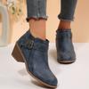 Autumn new pointed side zipper thick heel retro Martin boots women's large size belt model medium heel short boots