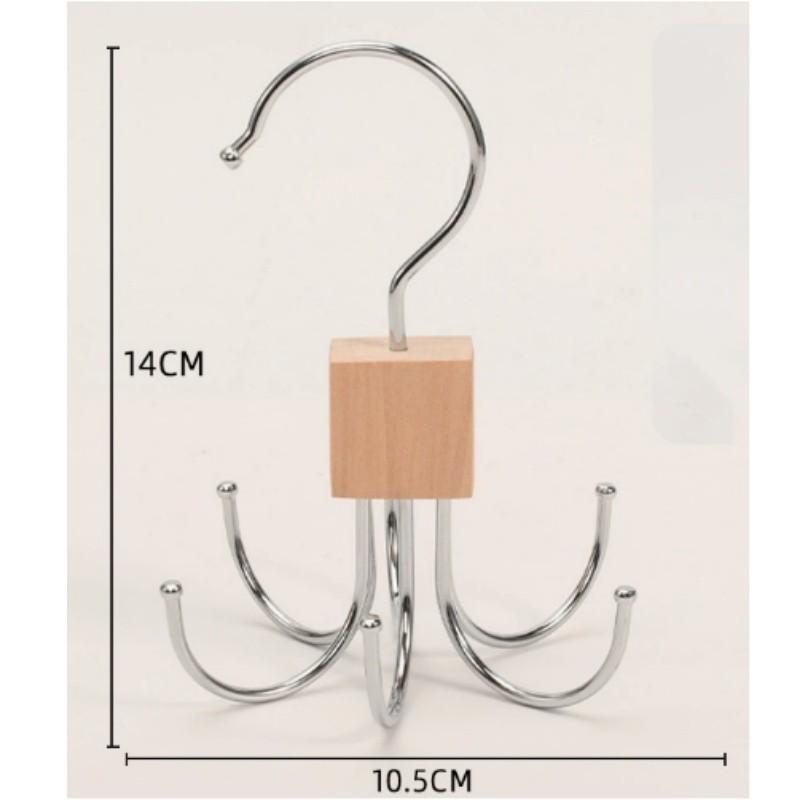 Multifunction Metal Clothes Hanger With Rotatable Hooks For Bedroom Closet Storage