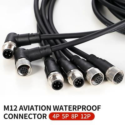 2metrový konektor senzoru M12, vodotěsný kabel, samec a samice, 4,5/8, 12pinový PVC, integrovaný vstřikovací konektor M12