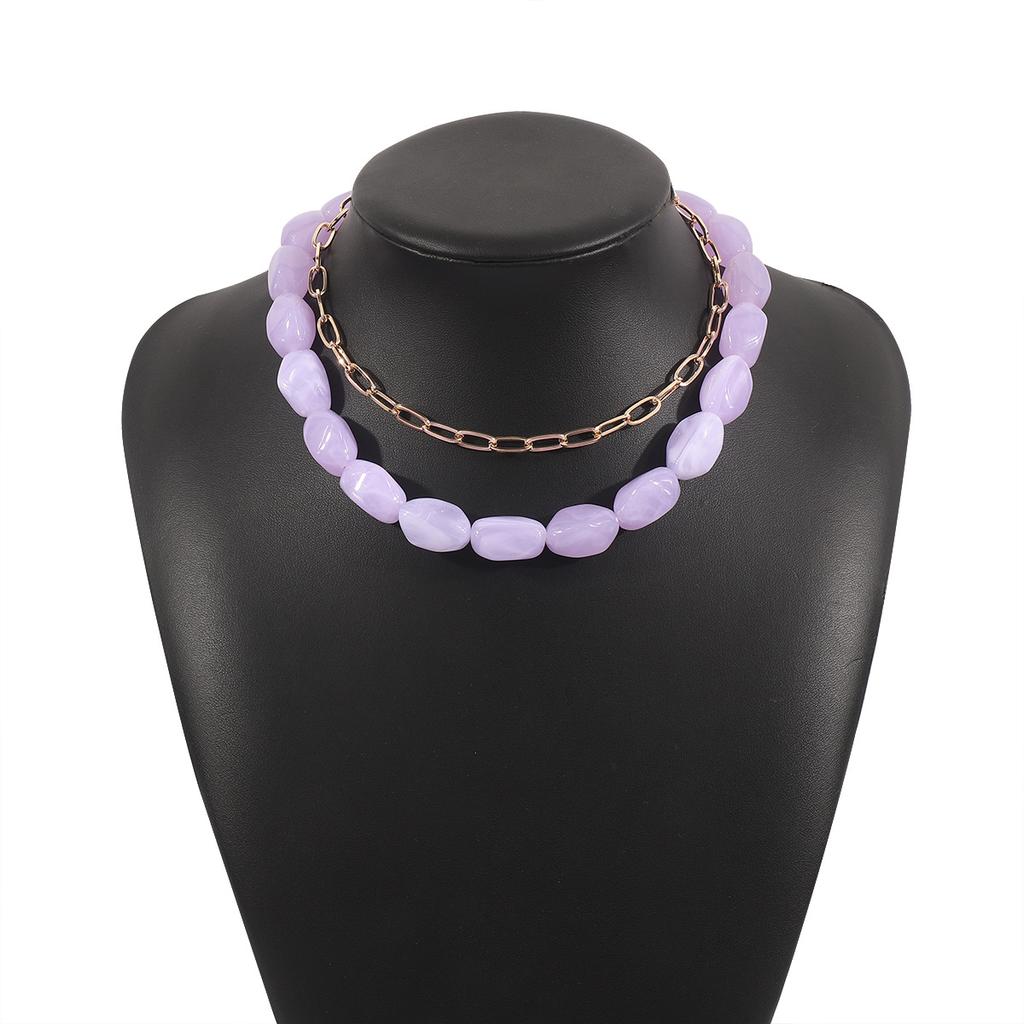 Collana estiva in resina con perline Dopamina Senso del design Colore di nicchia Choker impilato a mano