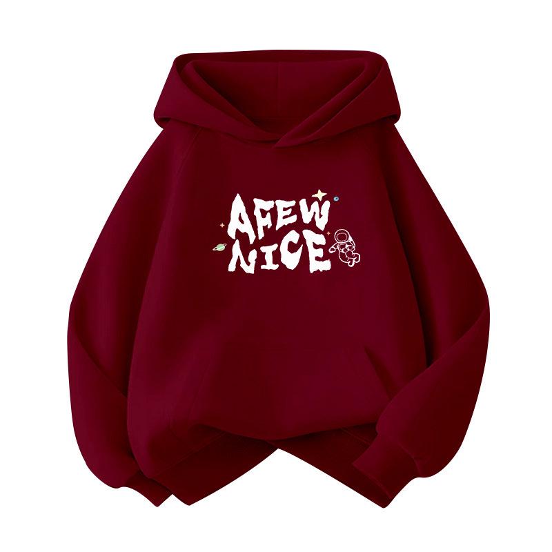 Unisex Youth Fleece-Lined Hooded Loose-Fit Long-Sleeve Stylish Hoodie 150 cm