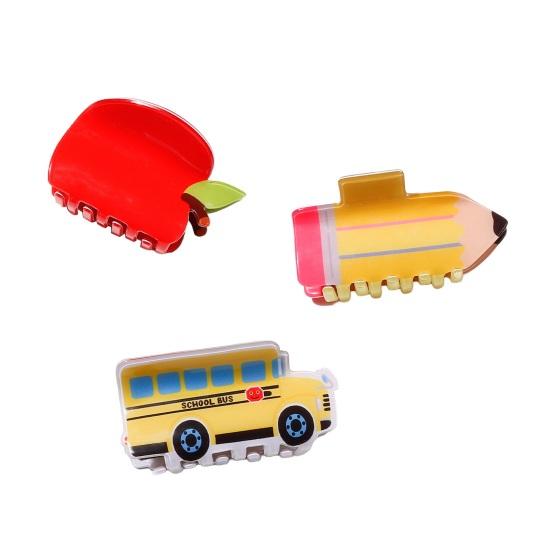 Hair Claw No Slipping Strong Grip Medium Size Back Head Hair Clip Pencil School Bus Design Shark Hair Clip Versatile Hair Accessory
