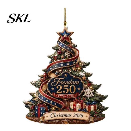 Seasonal Decorative Hanging Crafts USA 250th Anniversary Christmas Tree Pendant, Acrylic Memorial Ornament for American Patriotic United States