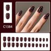 French Style False Nail Wine Red White Dots Multiple Size Easy Application Long Lasting Press On Nail for Women
