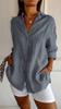 VEZFAA Women's Fashion Casual Spring Autumn Solid Color Print Long Sleeve POLO Neck Blouses & Shirts