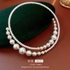 Irregular Cross Pearl Collar Versatile High Sense Fashion Clavicle Chain French Vintage Light Luxury Necklace Women