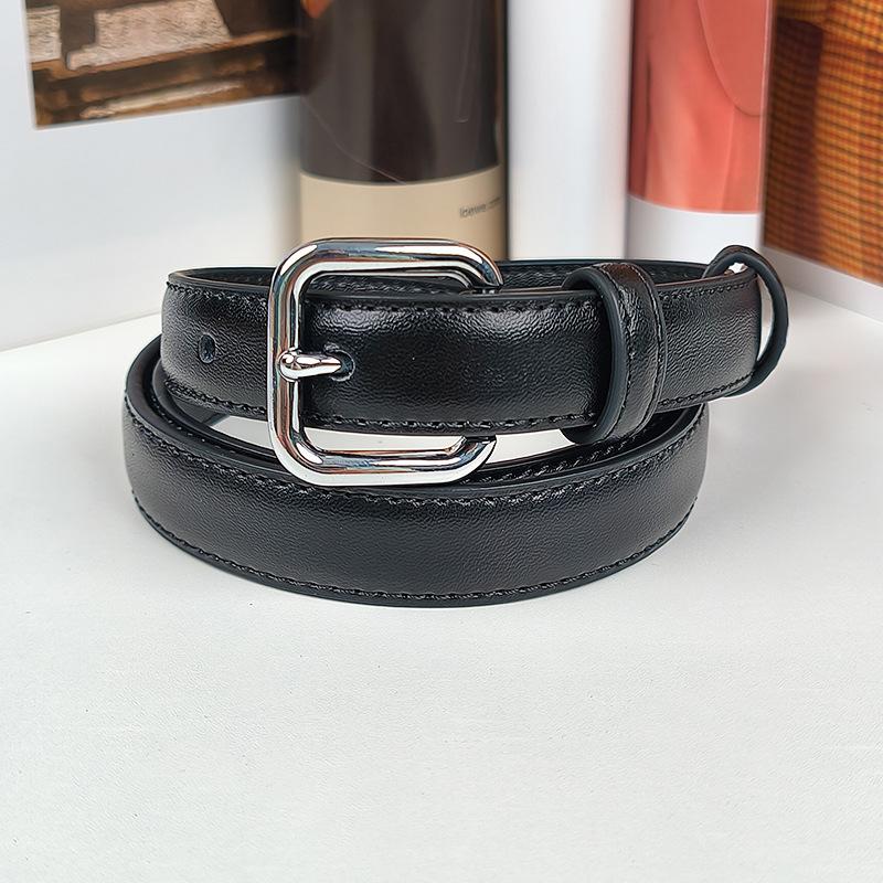

elt omen s eather inc lloy Buckle Belt ashion ersatile kinny Belt with asual ants Windbreaker 105*1.8cm (supports customized sizes)