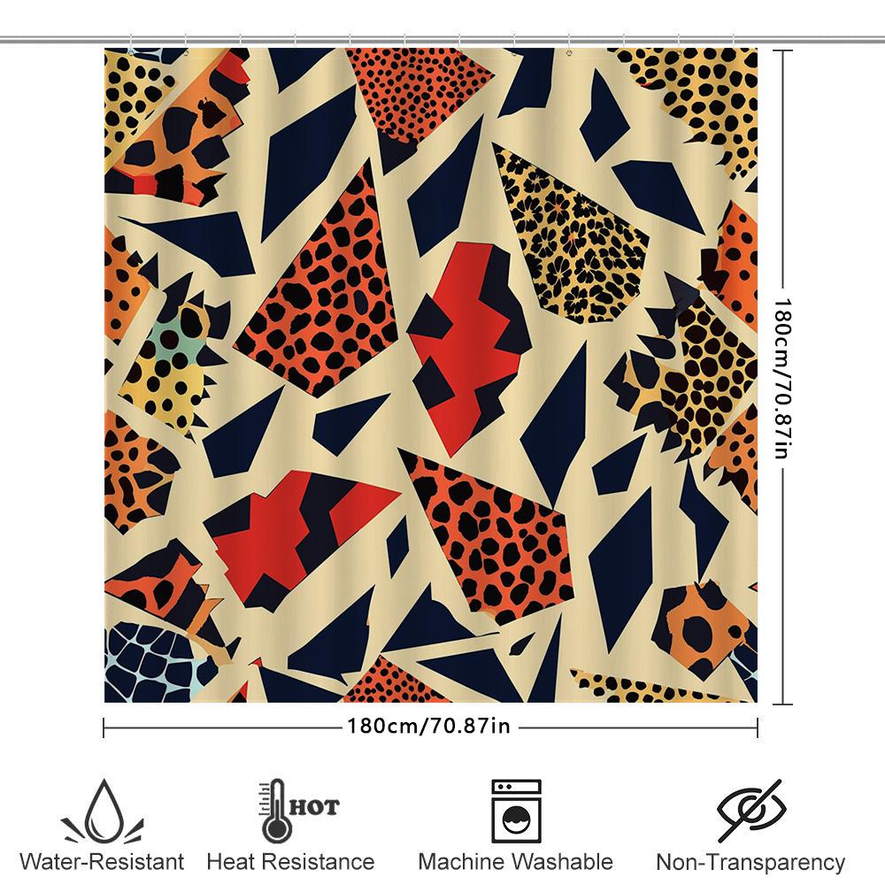 Geometric Animal Print Shower Curtain Bathroom Decor Waterproof Fabric 180X240Cm