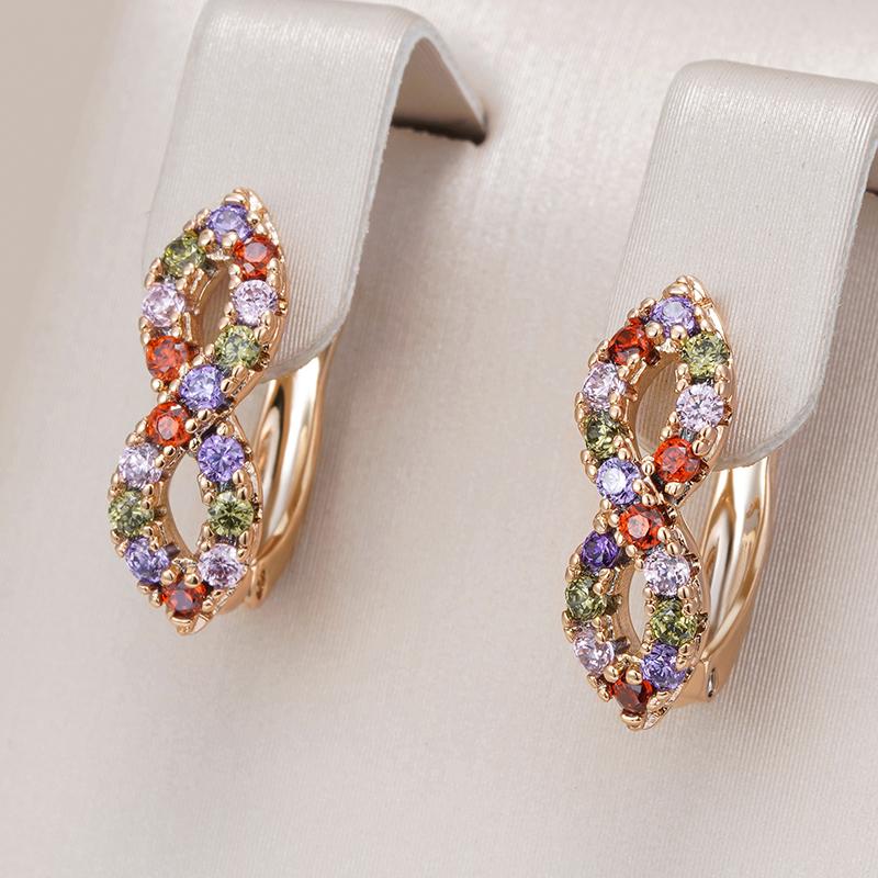 Full Shiny Colorful Natural Zircon Drop Earrings For Women Fashion  Rose Gold Color Party Girls Daily Jewelry
