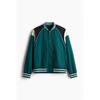 H M Loose Fit boMber Jacket Dark Turquoise