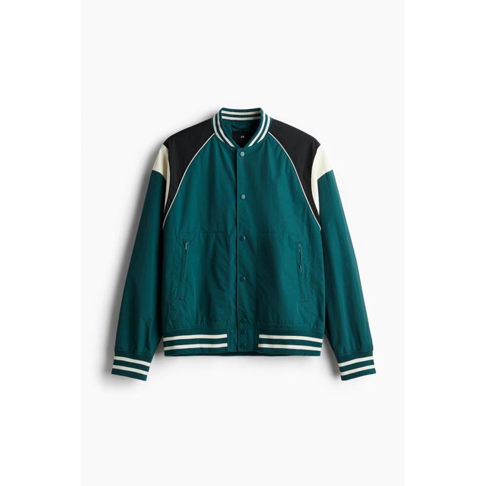 H M Loose Fit boMber Jacket Dark Turquoise