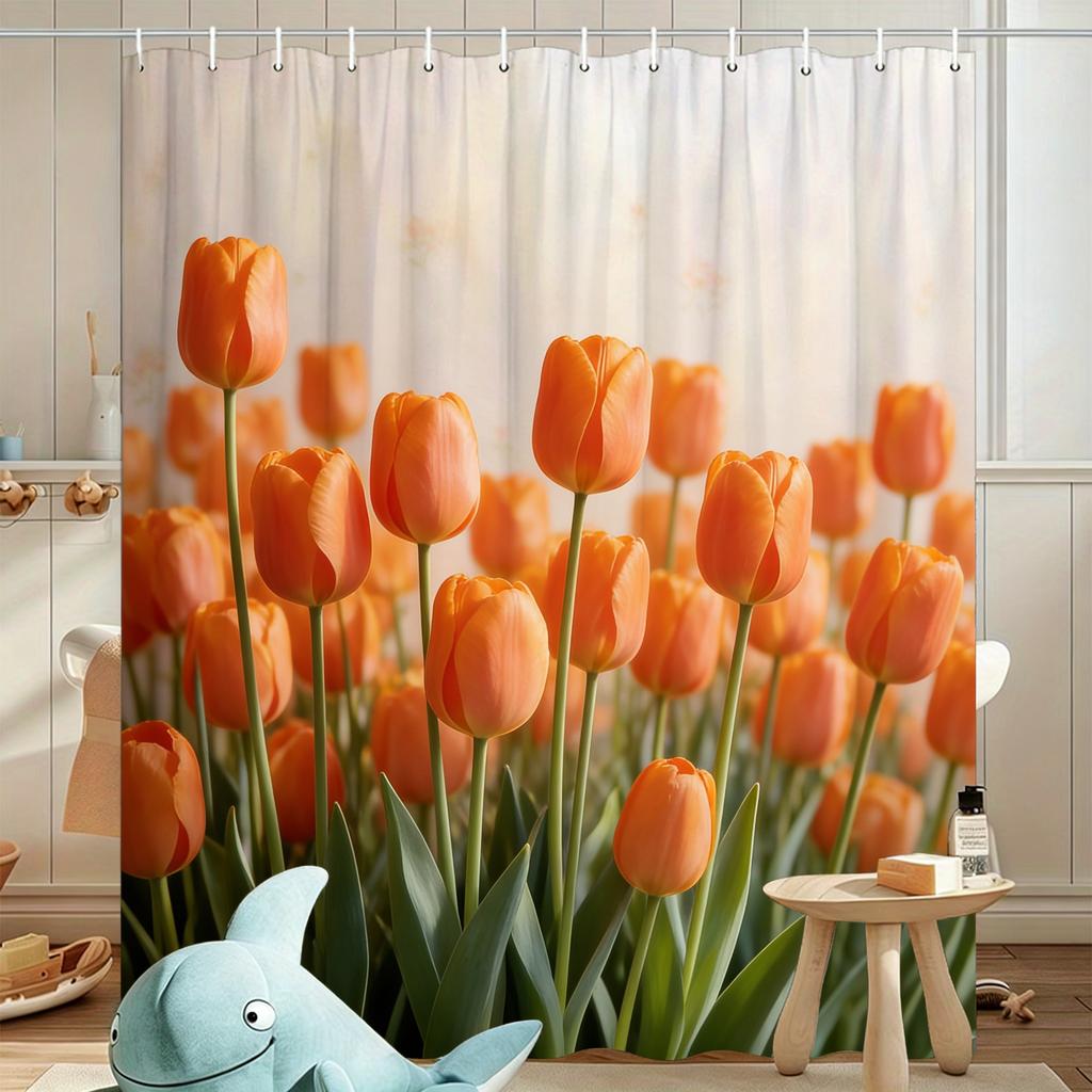 Vibrant Sunflower Field Waterproof Shower Curtain for Bright Bathroom Decor
