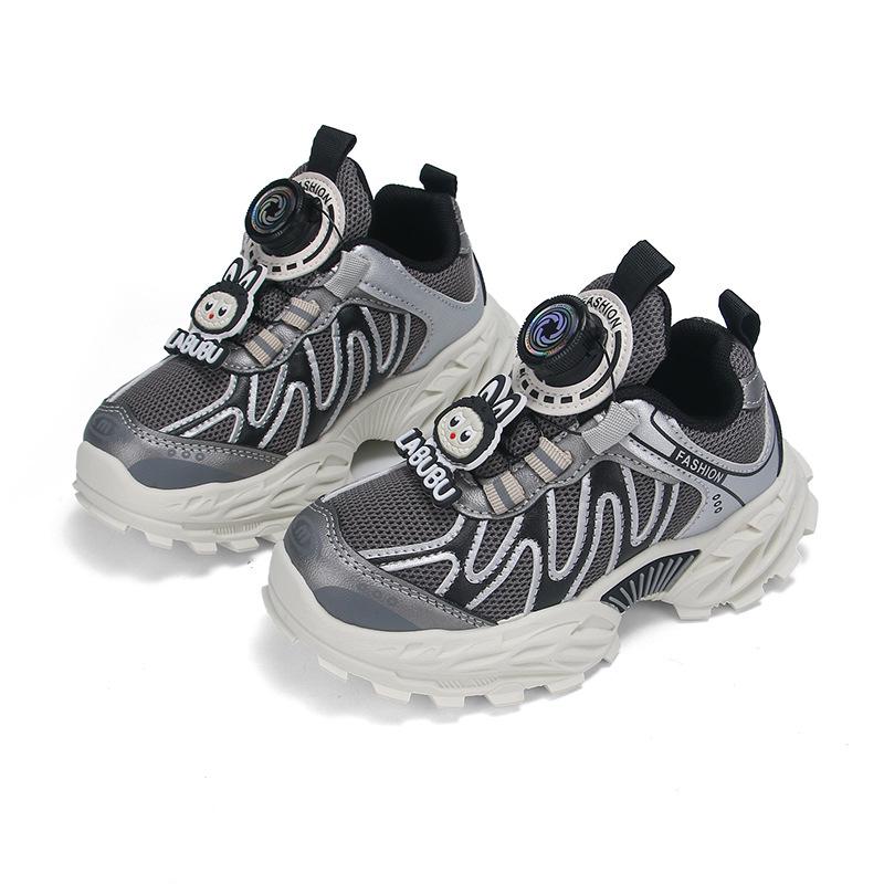 Children's 2026 Spring Sports Shoes: Versatile Mesh Running Shoes with Rotating Buckle for Boys and Girls