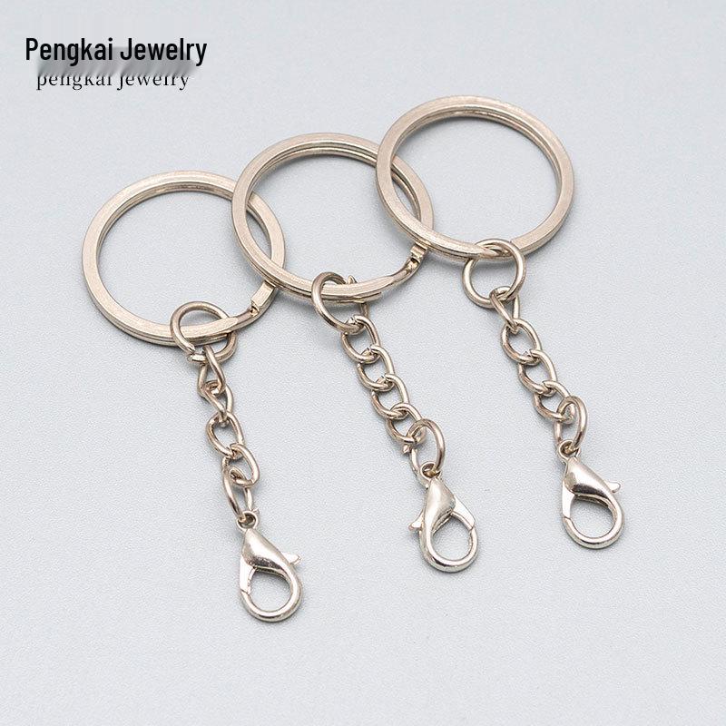 DIY Jewelry Metal Key Rings & Lobster Clasps with Embossed Flat Split Rings