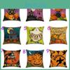 Luxurious Happy Halloween Pillow Case In Linen Blend For Sofa And Waist Comfort