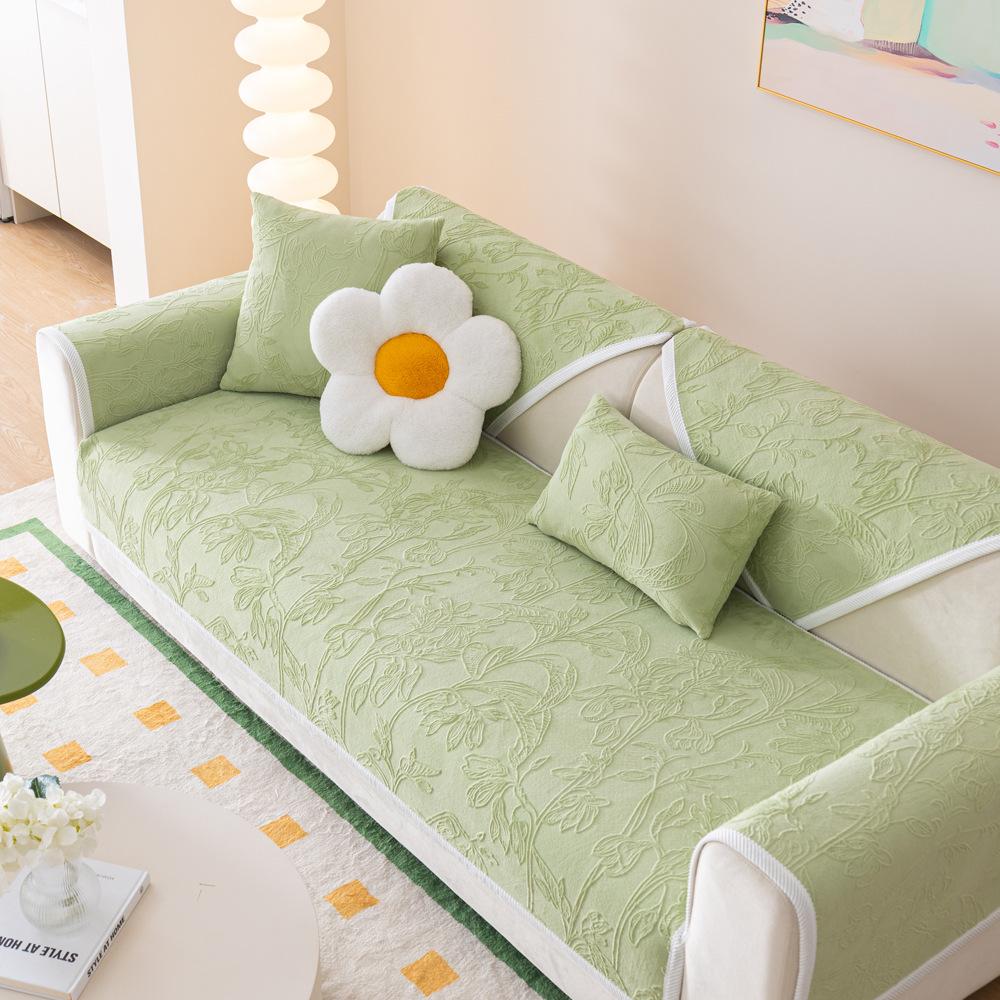 Non-Slip Sofa Cushion Four Seasons Universal Cushion Light Luxury and Simplicity Non-Slip Milk Fiber Cover Towel Plush