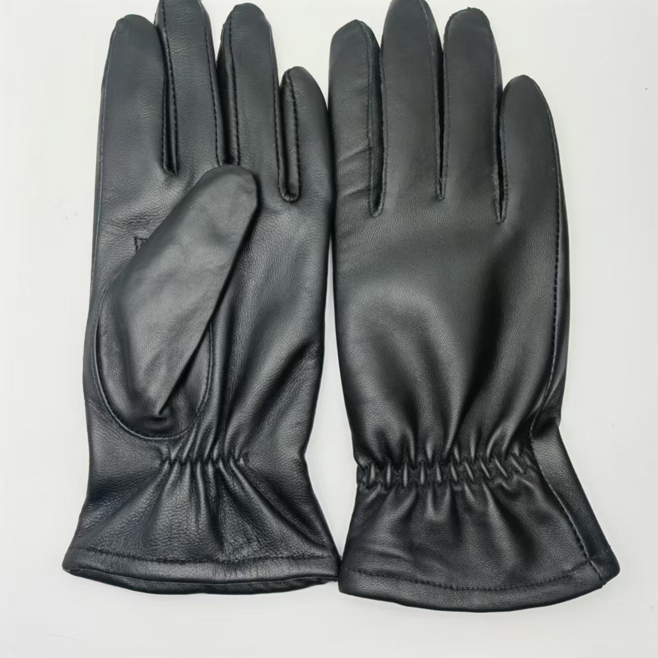 

Женские простые модные перчатки из овчины с бархатной подкладкой touch screen, L чёрный