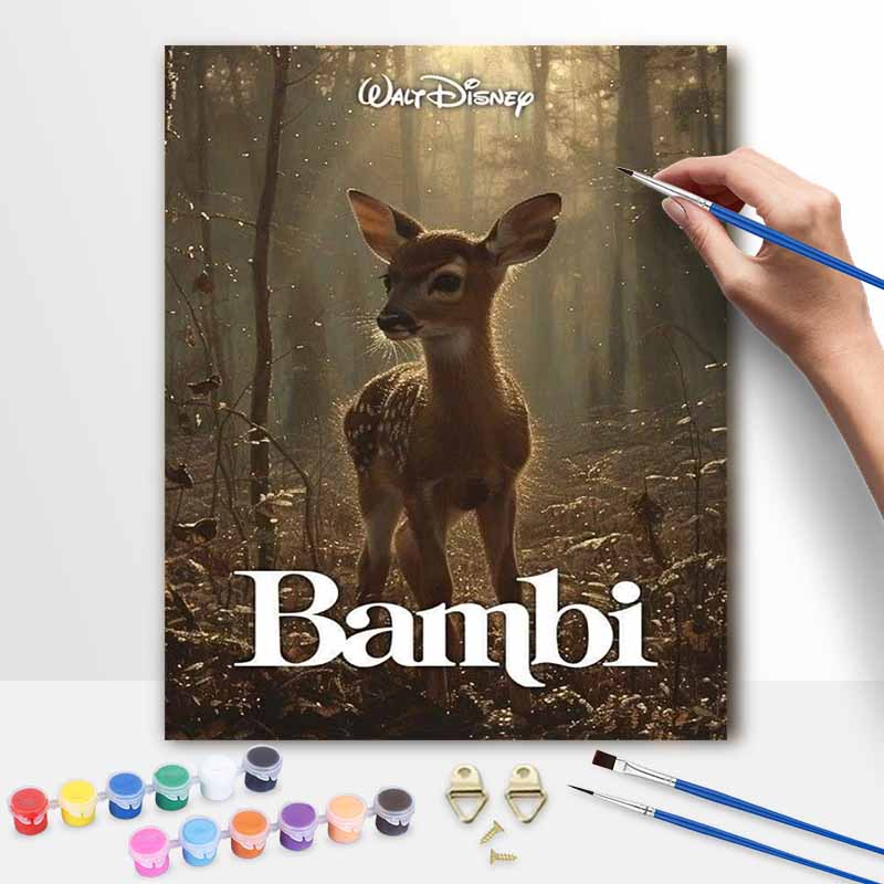Disney Bambi Deer Forest Oil Painting Kit Home Decor Gift 20x30cm