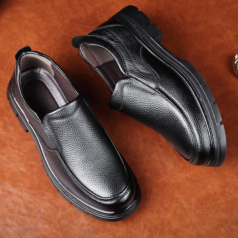 British Style Banquet Formal Shoes Men's Leather Casual Shoes Thick Sole Wear-resistant Interview Versatile Men's Business Shoes