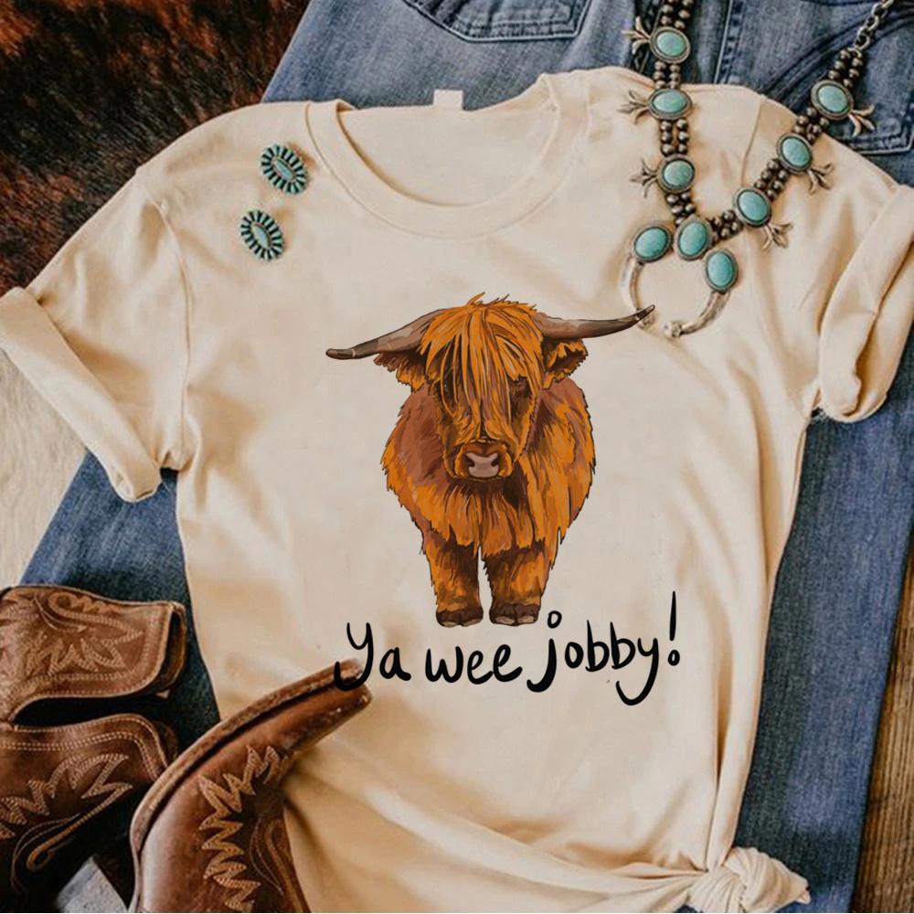 

Highland Cow tshirts women comic designer tshirts girl streetwear clothes S