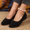 Fashion Classic Black Women Wedge Single Shoes Lightweight Slip On Office Work Shoes Woman Comfortable Soft Sole Casual Footwear Female