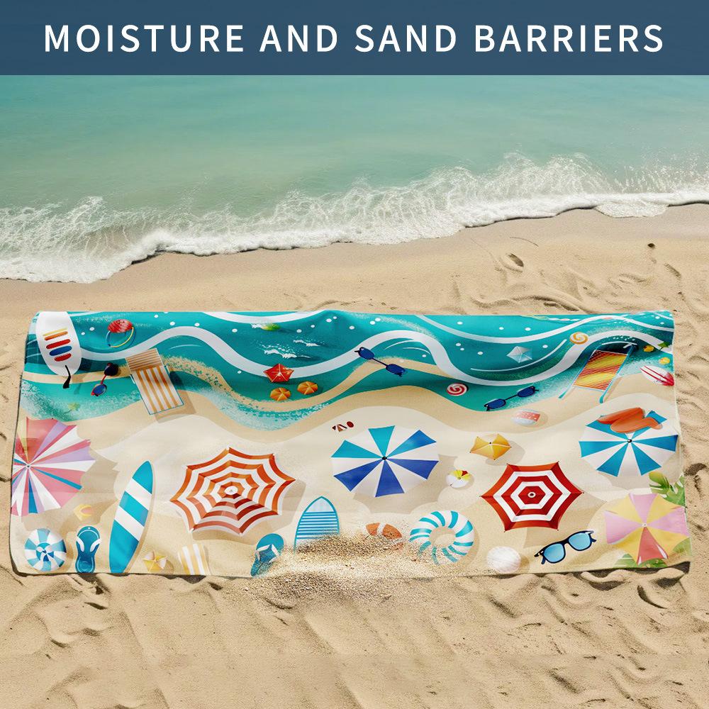 

New, double-sided velvet beach towel quick-drying sports towel printed bath towel [Spot sale]