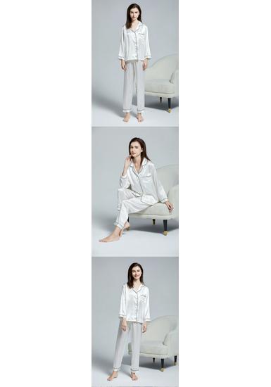 Women's Silk Pajama Set: Long Sleeve Two-Piece, 100% Mulberry Silk, Versatile for Home or Outdoors, Spring/Summer Style