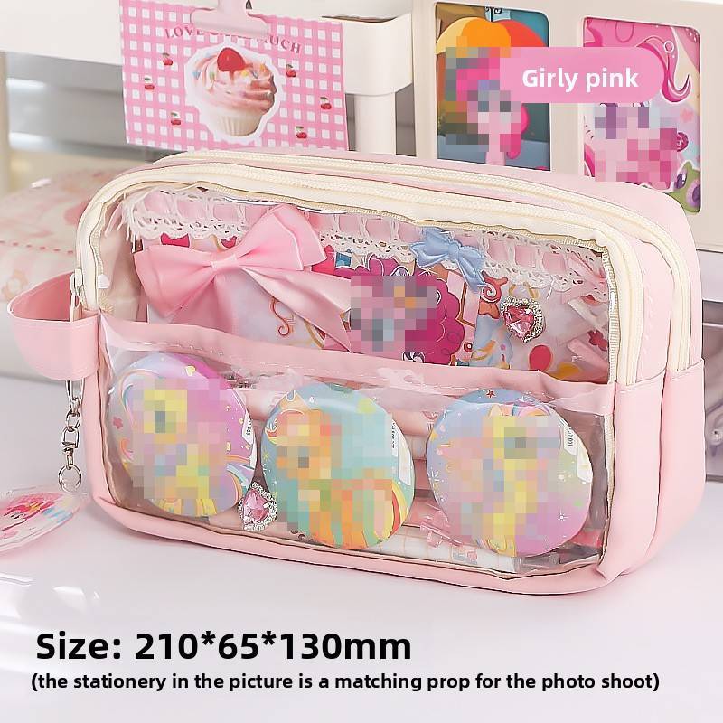 Casual Fabric Pencil Case With Large Capacity For Students And Office Use
