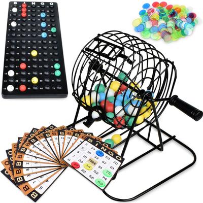 Queensell Bingo-Spiel für Erwachsene – Bestes Brettspiel mit Metallkäfig, Ballsatz und Karten – Familienspiel für Erwachsene