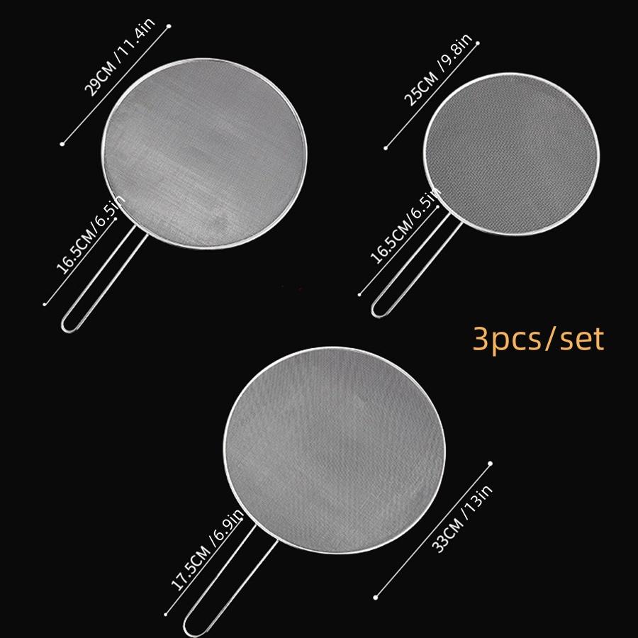 

Набор из 3 брызговиков для сковороды из нержавеющей стали, защита от брызг масла для кастрюли, крышка от брызг масла с ручкой