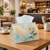 1pc Minimalist Peony Bloom Tissue Holder - Soft Watercolor Flow Napkin Storage Container, Ideal for Rolls/Facial Tissues/Single Sheets, Versatile Stor