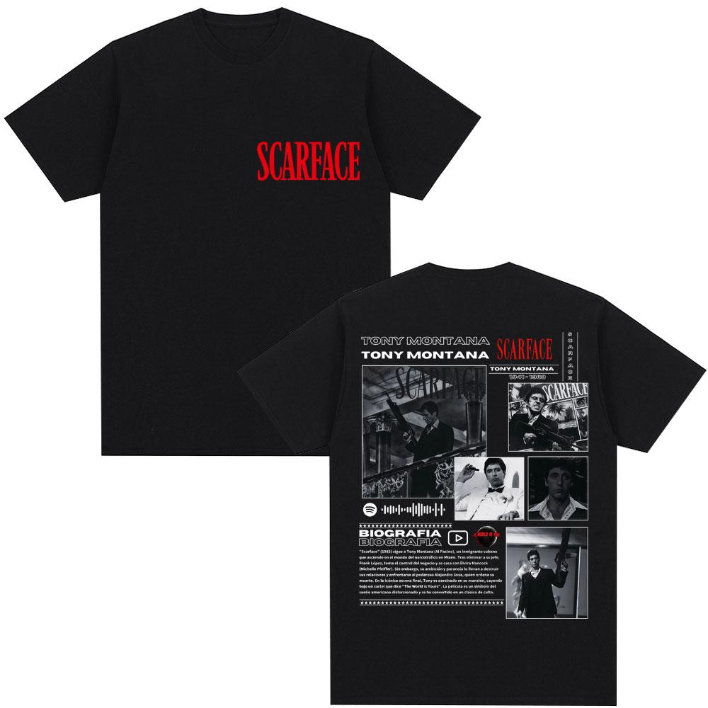 

This Is A Pure Cotton T-shirt with A Summer Print Featuring Tony Montana Al Pacino From The Film Scarface S