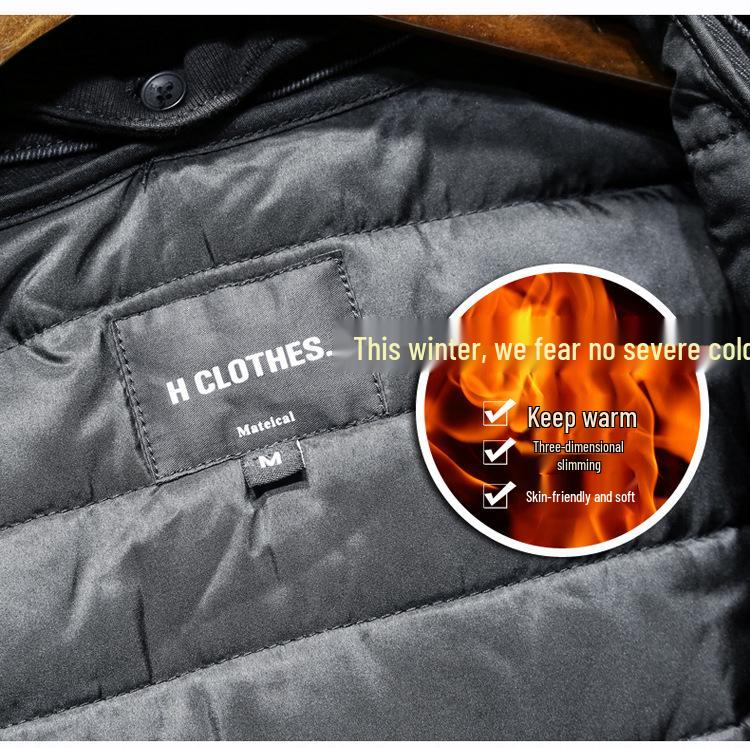 Men's Thickened Hooded Denim Jacket: Japanese Trendy Brand, Autumn/Winter Warm Cotton, Removable Hood