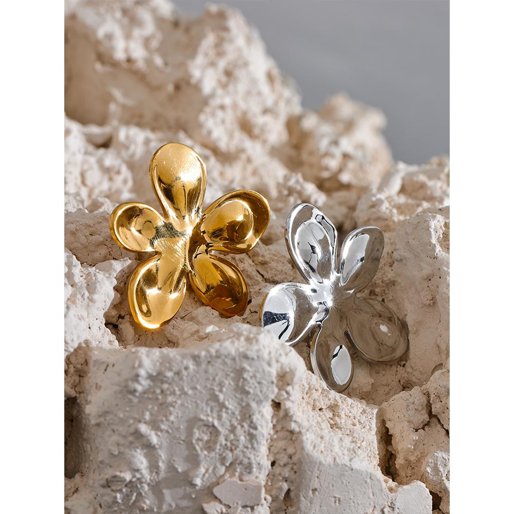 Yhpup Wholesale Stainless Steel Flower Metal Brooches Gold Silver Color Waterproof Real Gold Plated Fashion Jewelry for Women