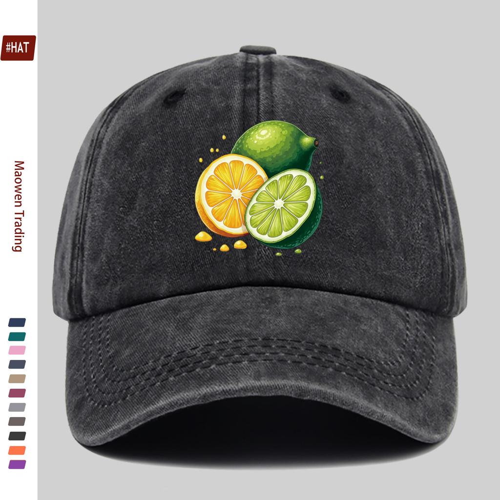 pc Vibrant Citrus Fruit Illustration Printed Baseball Cap Fashionable Summer Printed Trucker Sun Hat Comfortable Lightweight