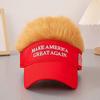 MAGA Hat Cap Donald Trump Hat With Gold Wig Make Keep America Great Again