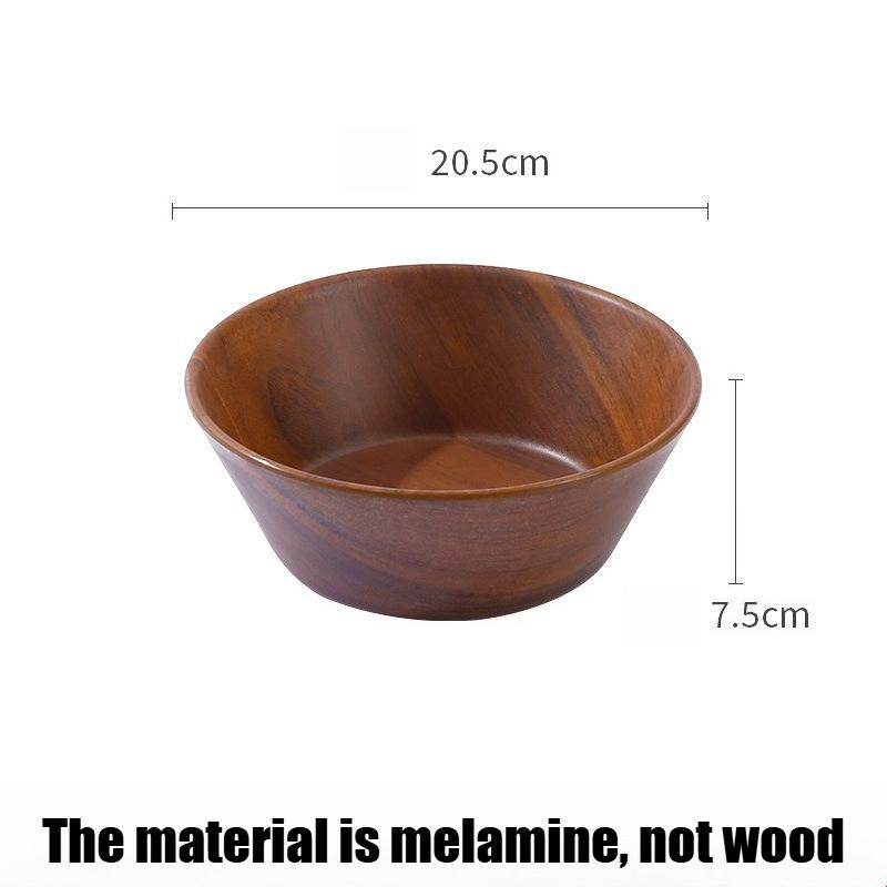 Durable Melamine Wood Grain Ramen Bowl Japanese Style Simulation Deepened Rice Bowl Large Capacity Salad Dish Kitchen Tableware