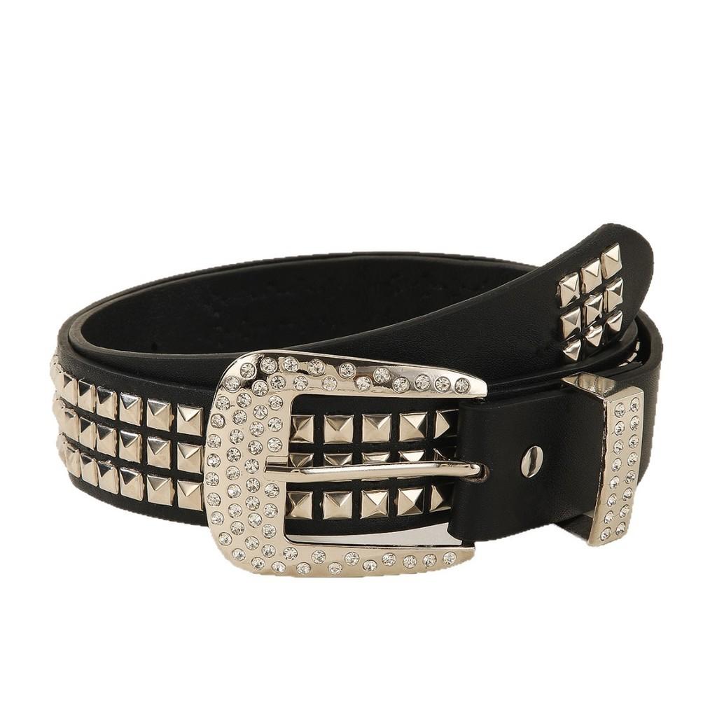 Rivet Fashion And Rhinestone Decoration Women Casual Wide Belt Daily For