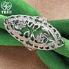 Beautiful 925 Sterling Silver Carved Flower Wedding Ring Fashion Charm Party Design Jewelry Accessories For Men And Women