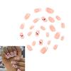 Valentine's Day Nail Art 24pcs Short Square False Nail with Sweet Heart Decoration Nail Accesories for Women and Girls