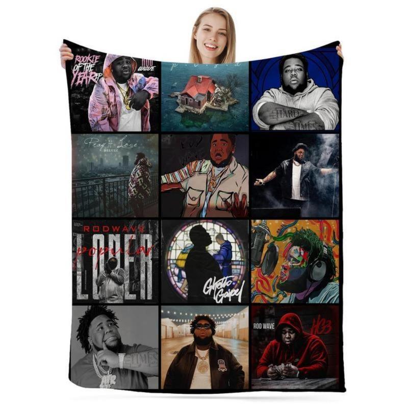 Soft Funny Throw Blanket Rod Wave Flannel American Blankets Lightweight Warm Blanket Plush Air Conditioned For Teen Couch Bed So