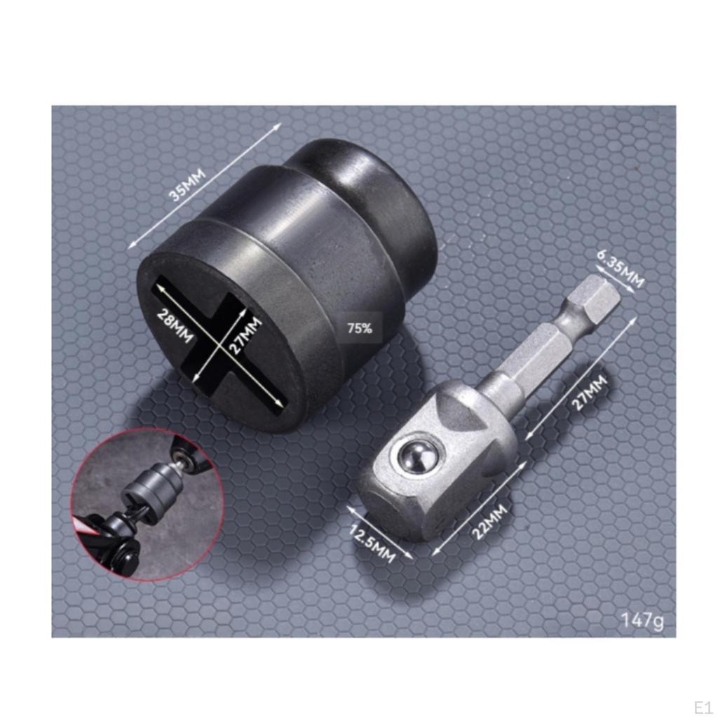 Jack Socket Adapter Impact Wrench Compatible with Hex Shank Efficient