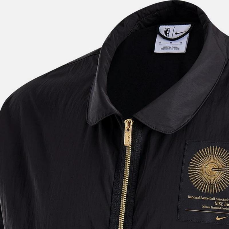 Nike NBA Collaboration Embroidered Letter Pattern Zip-Up Long Sleeve Jacket Men Jackets Black FD8436-010