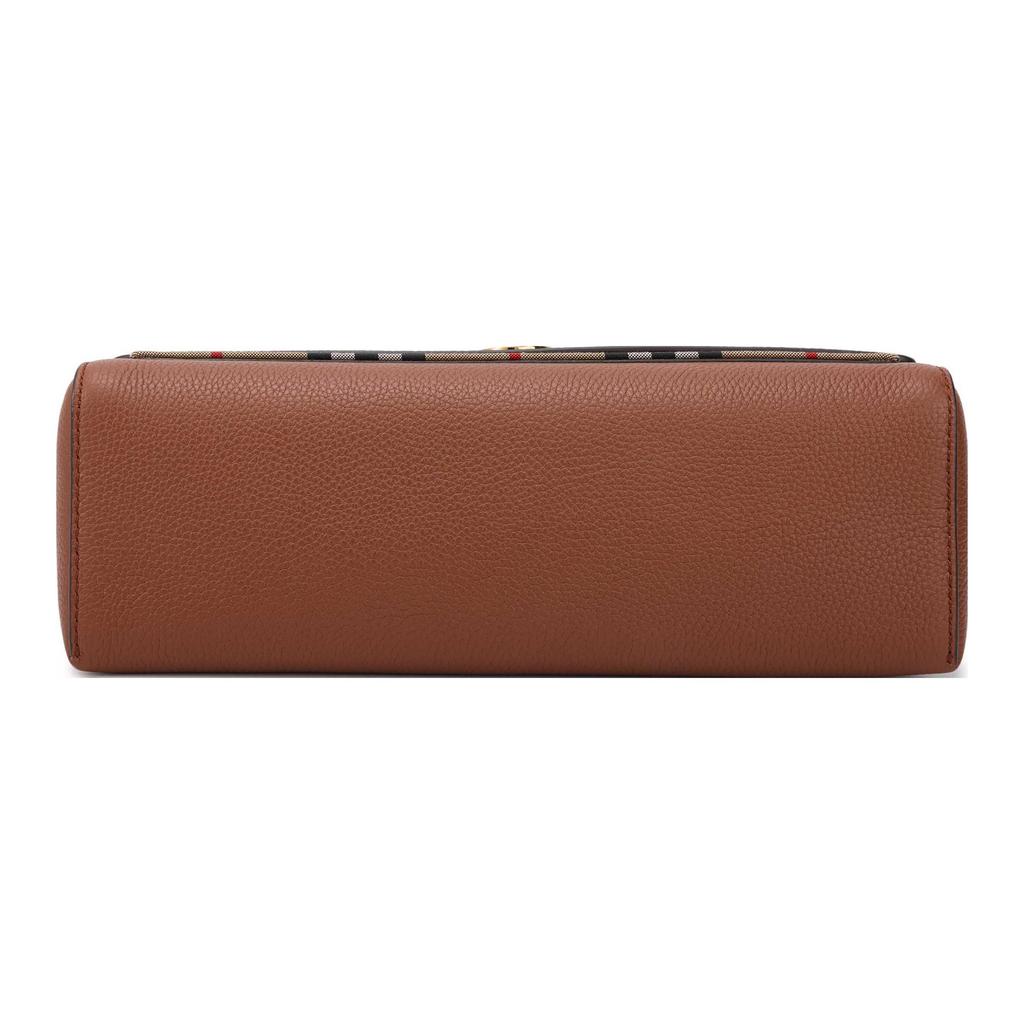 Burberry Vintage kostkovaná crossbody taška s koženými detaily, zlatými doplňky a popruhem s logem pro každodenní použití