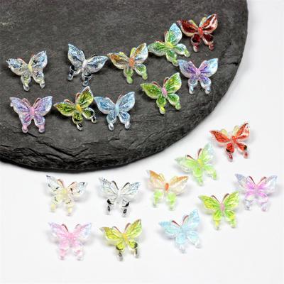 Materiale artizanale bibelouri Fără gaură 11 mm 3D fantomă Accesorii pentru bijuterii Fabricare rășină cu model 50 buc. margele aripi fluture lucrat manual