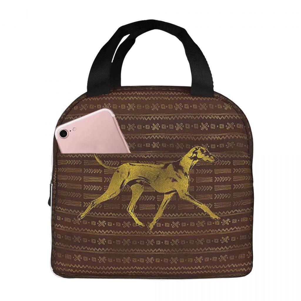 Greyhound Whippet Sighthound Dog Azawakh On African Insulated Lunch Bag for Women Kid Portable Food Boxes Thermal Lunch Box Tote