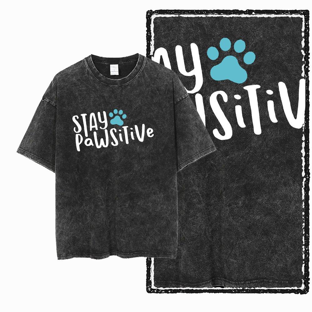 Big Size Dog Graphic Unique Washed Distressed Cotton Unisexs Retro Streetwear TShirt G